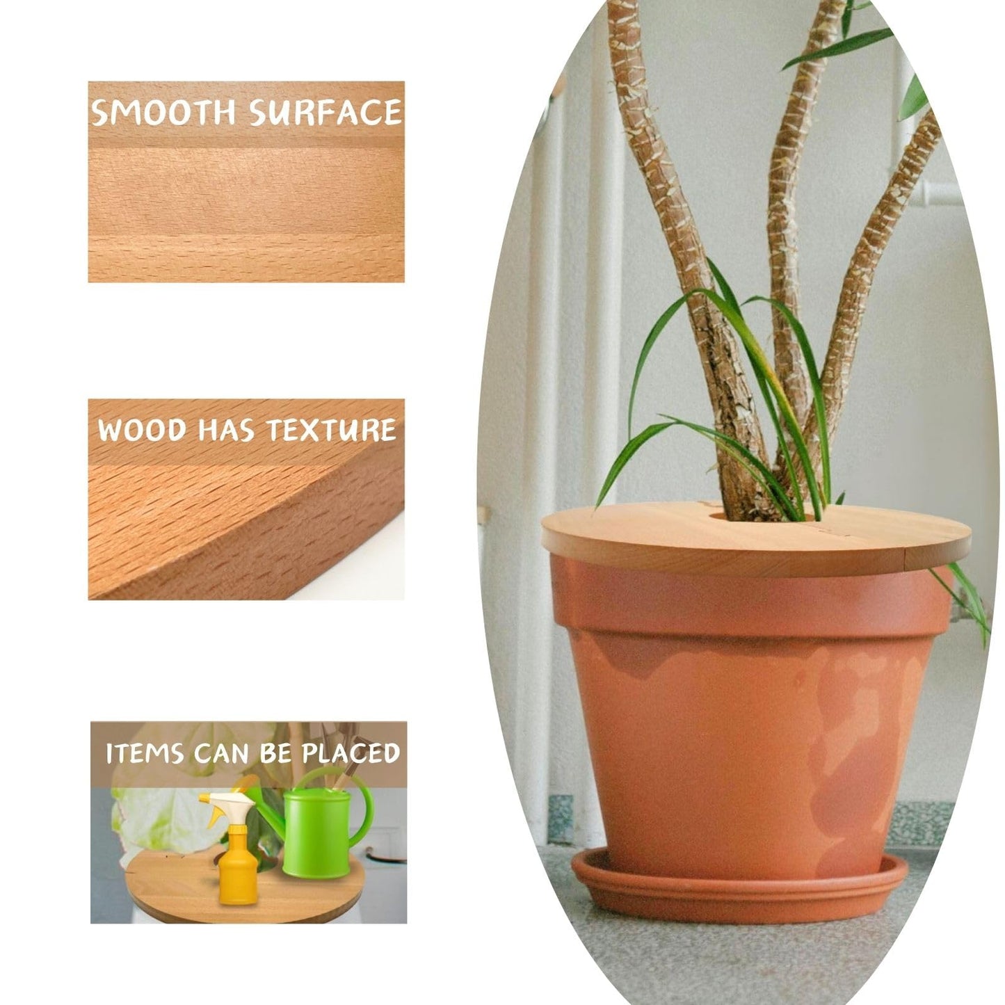 QUTIING 13.7 Inch Plant Pot Grid from Animals, Wooden Plant Pot Cover, Indoor Plant Protector from Cats, Flowerpot Decorative Cover.