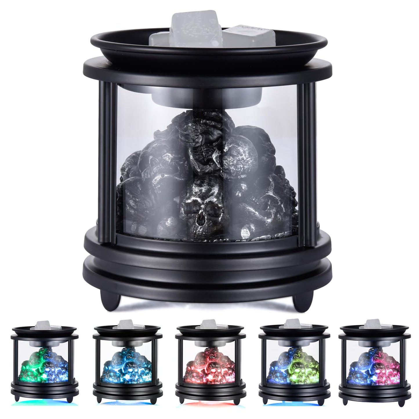 Dicimi Halloween Wax Warmer - Skull Wax Melter for Scented Wax Cubes & Essential Oils, 4-in-1 Electric Warmer with Hot Plate, Spooky Ghost Decor Gift