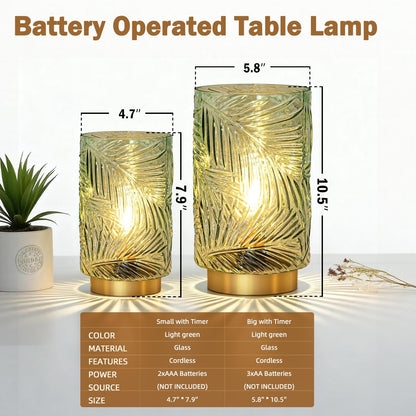 Battery Operated Table Lamp, Cordless Lamps for Home Decor, Battery Powered Nightlight with LED Bulb with Timer, Decorative Lights for Living Room Bedroom Tabletop Entryway Centerpiece Gift(Small LG)