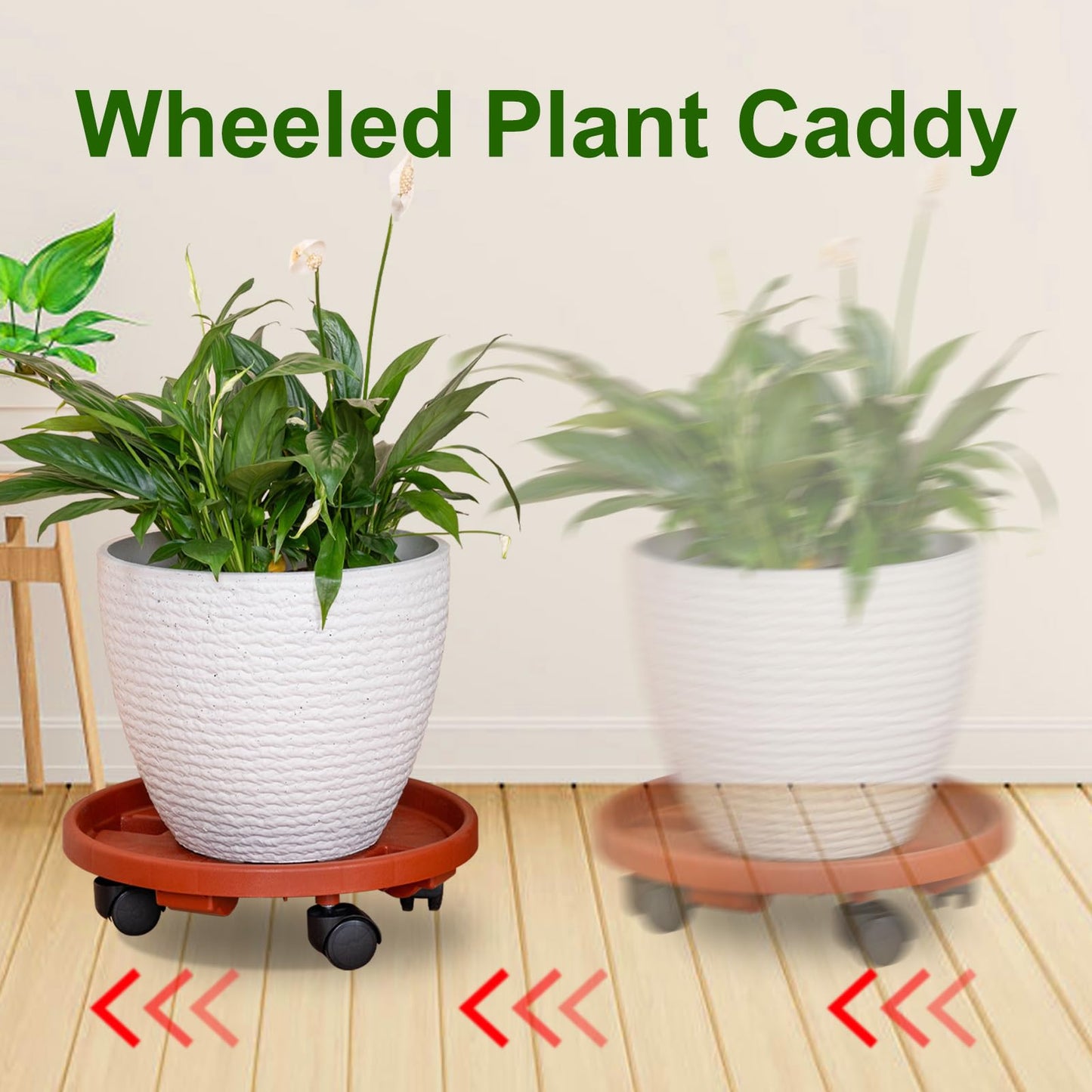 Doseno 13” Plant Caddy with Wheels Round Rolling Plant Stand for Indoor and Outdoor Use, 200lbs Heavy Duty Rolling Dolly for Patio, Lawn & Garden