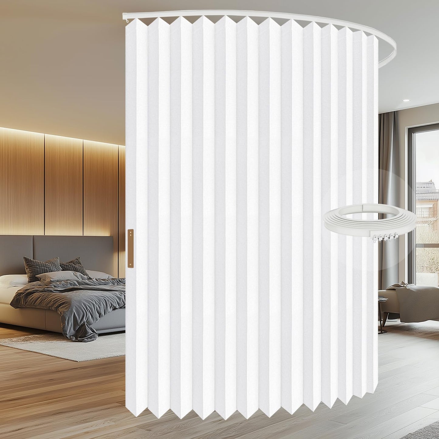 100% Blackout Room Divider Curtains Screen Partitions, Blackout Sound Reducing Divider Room Panel for Doorway Glass Window Sliding Door Patio(White, W100 x L84, 1 Pack)