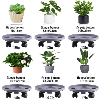 Tulpeed Rolling Plant Stand with Wheels 5 Pack 13 Inch Plant Caddy with Wheels Heavy Duty Plant Dolly Roller Base with Wheels Round Flower Pot Rack Holder Planter Trolley Tray, Grey