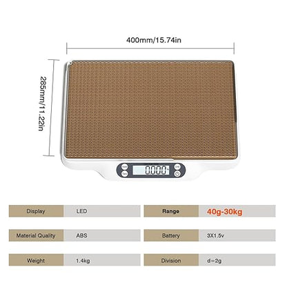 Digital Pet Scale for Animal, LED Display Cat Whelping Scale with Tape Measure, Collar, Weight Chart for Pets, Cats, Dogs, Animals, Measures Up to 66lb, 15.74 * 11.22"