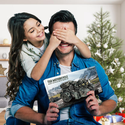Piececool 3D Puzzles for Adults, Motorcycle with Sidecar Metal Model Building Kits for Family Time, Side Car DIY Assembling Arts and Crafts Best Birthday Gifts