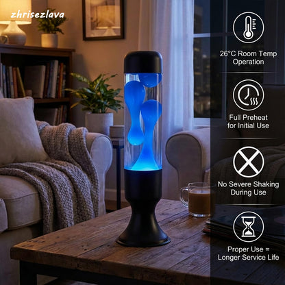 zhrisezlava Liquid Motion Lamps 16 Inch, Blue Motion Lamp Relaxing Night Light for Meditation, Aesthetic Room Decor Aesthetic Lamp, Cool Birthday Gifts for Boys Girls Adults, Black Base Liquid Lamp