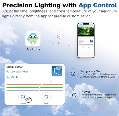 FZONE Aquarium Light for Plants, 36W LED Fish Tank Light for 24–31‘’, Full Spectrum with APP Control, Timer & Sunrise/Sunset (Light 60)