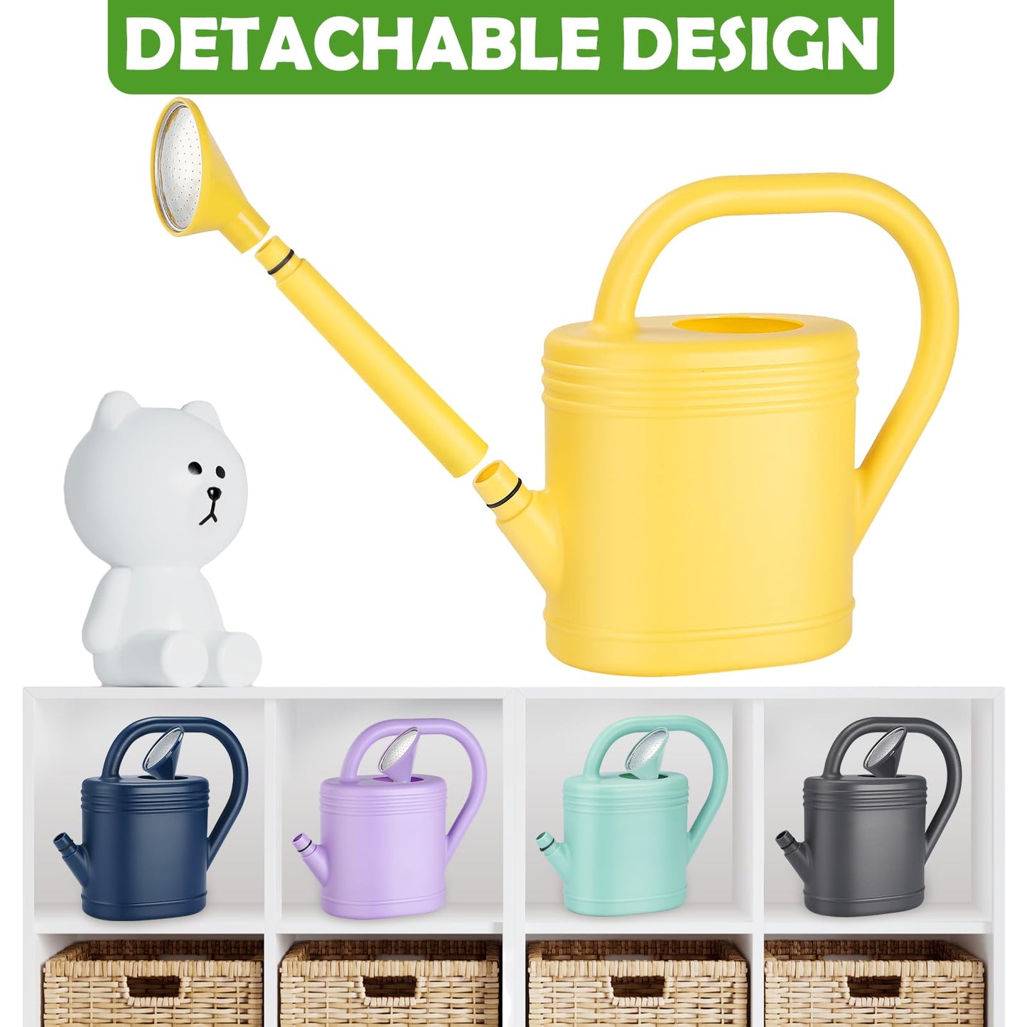 1 Gallon Watering Can for Indoor Plants, Garden Watering Cans for Outdoor Plant House Flower, Modern Plant Watering Can Large Long Spout with Sprinkler Head