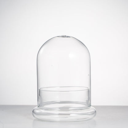 NCYP Small Clear Decorative Glass Terrarium Cloche with Air Hole - 4.7 x 4.7 x 6.3 Inches Glass Dome with Base for Miniature Plants - Display Storage (No Plants Included)