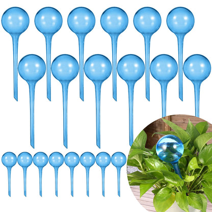 VZZNN 20 Pack Hard Plastic Plant Watering Globes (Blue) - Transparent Self Watering Globes for Indoor & Outdoor Potted Plants, Vacation Plant Care, Water Conservation Device