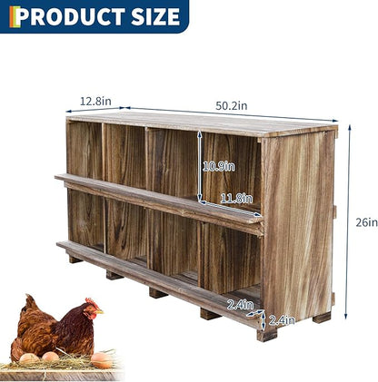 8-Compartment Wooden Chicken Nesting Box with Perches – Durable Egg Organizer for Bird Cages & Coops – Wall or Floor Mount – Prevents Egg Breakage – Ideal for Chickens, Ducks