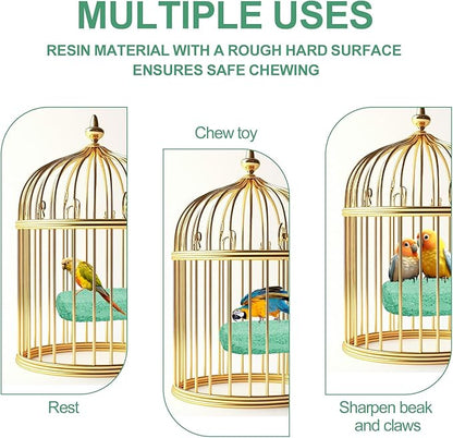 2pcs Ice-Cream Shape Bird Beak Grinding Stone, Bird Cage Perch Parrot Perch Stand Platform Foot Claw Trimmer Grinder Trimming & Chewing Toys Accessories for Budgies Cockatiels Parakeets Conures