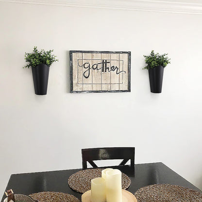 Mkono Galvanized Metal Wall Planter Farmhouse Wall Vase for Artificial Plants Flowers, Rustic Hanging Fake Flowers Holder Country Home Bedroom Living Room Decor Set of 2, Black, Small