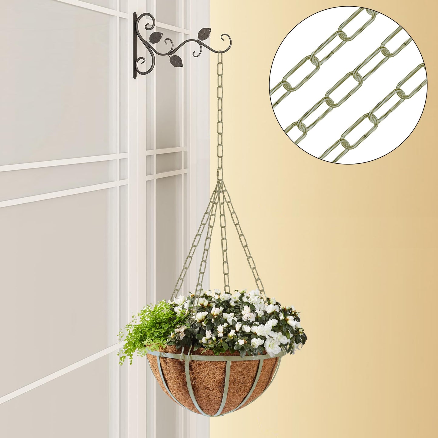 Omytie 15 Ft Heavy Duty Hanging Chain Kit with Connection Locks & Swag Ceiling Hooks for Lighting Fixture, Chandelier, Pendant, Lantern, Swag Lamp, Plant/Flower/Fruit Basket, Bird Feeder (Bronze)