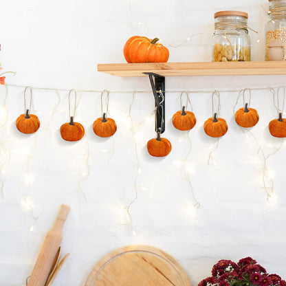 Whaline 18Pcs Fall Pumpkin Hanging Ornaments Velvet Fabric Pumpkin Ball Ornaments Thanksgiving Hanging Tree Decorations for Farmhouse Autumn Harvest Party Home Decor