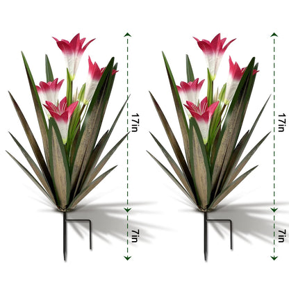 Homight Metal Agave Plant Outdoor Decoration Lily Mexican Yard Art Garden Gift Home Decor Hand Painted Metal Agave Garden Yard Statue, Outdoor Lawn Ornaments (2 Big Red Lilies)