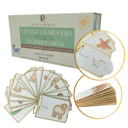 Play & Grow Co. Educational Montessori Flashcards for Preschoolers | ABC Alphabet Letters Numbers Shapes Colors Body Parts | Extra Thick Large Non-Toxic Homeschool Learning | Gifts for Boys Girls 3+