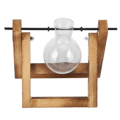 Fydun Plant Terrarium with Wooden Stand, Stand,Desktop Air Planter Glass Vase Desktop Terrariums Bulb for Indoor Hydroponics Water Plants Home Garden Office Decoration Accessories2