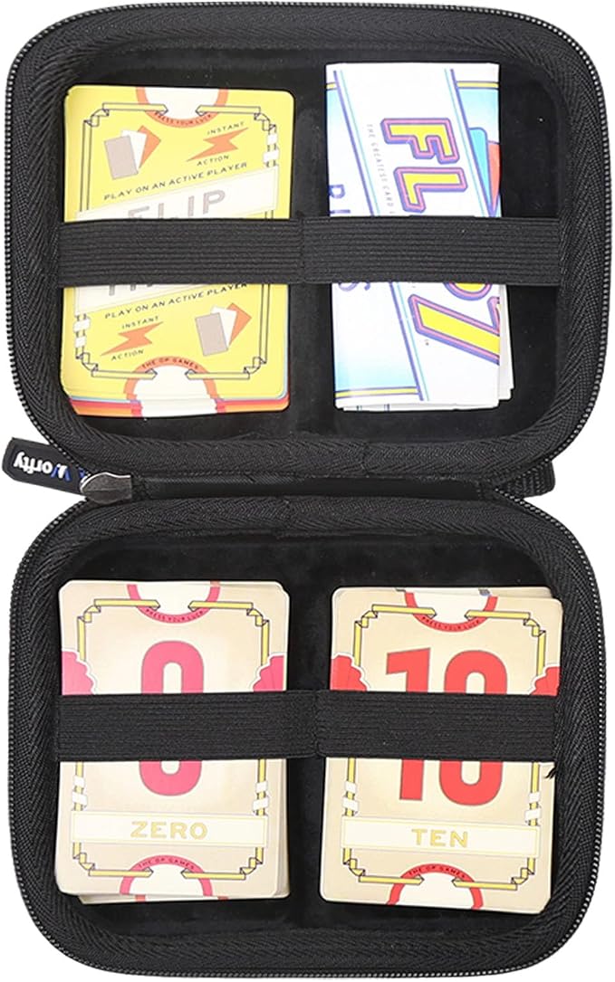 Universal Slim Hard Card Games Cases, Travel Storage Box Holds 200+ Game Cards Compatible with Flip 7/ PM TCG - Fits 2.5×3.5 & 2.25×3.5 Inch Cards (Black)