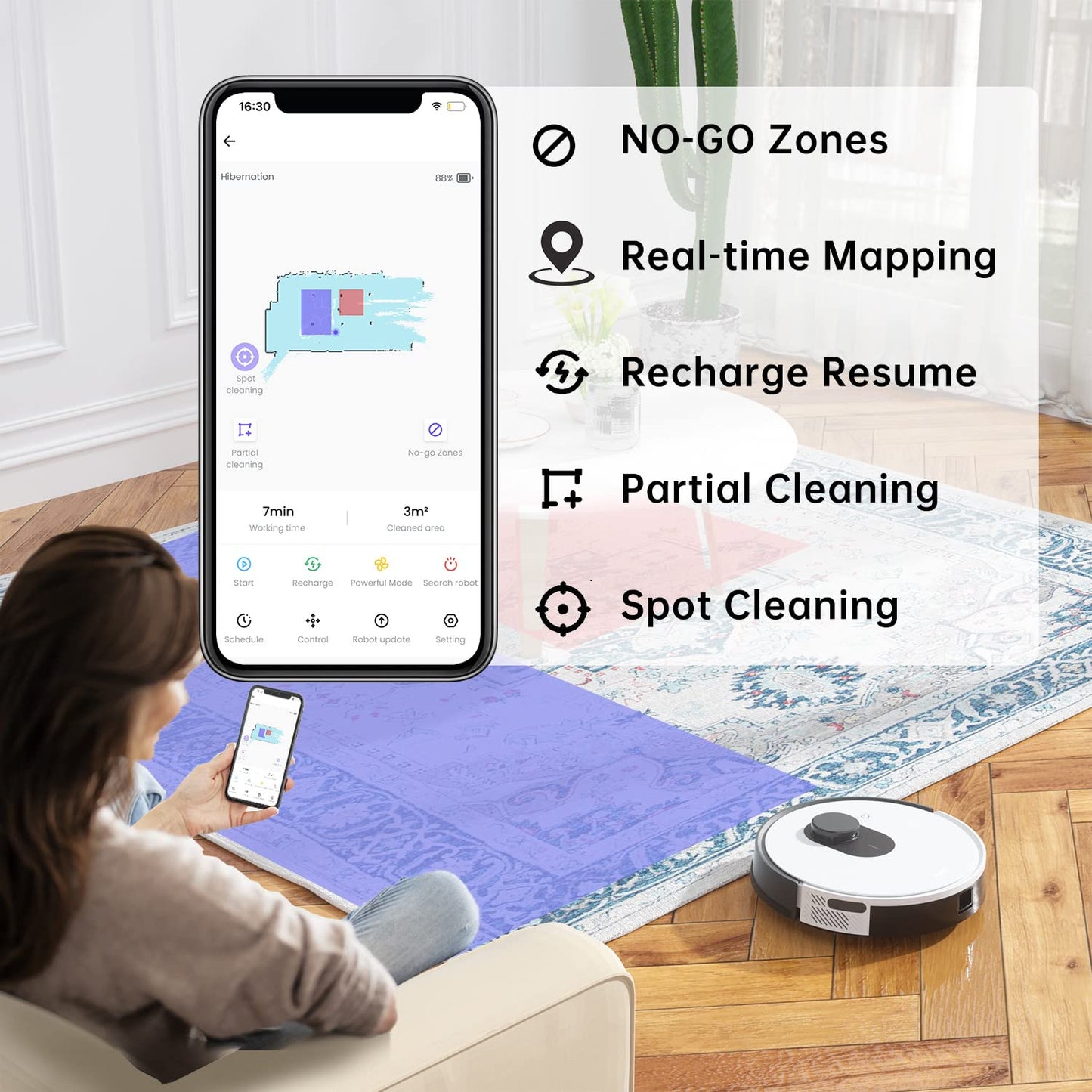 OKP Life K2 Robot Vacuum Cleaner 1800 mAh, Blue