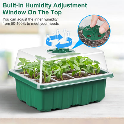 VPQZUPG 10 Pcks Seed Starter Tray 120 Cells Seed Starter Kit with Humidity Dome, Seed StartingTrays for Seed Seedling Planting Starter, Mini Greenhouse Plant Germination Trays（Green）