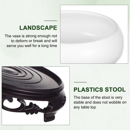 INOOMP 6.29 Inch Porcelain Hydroponic Planter Pot with Stable Base Ceramic Flower Pot for Indoor Outdoor Lotus Bowl Water Lily Plant Decoration