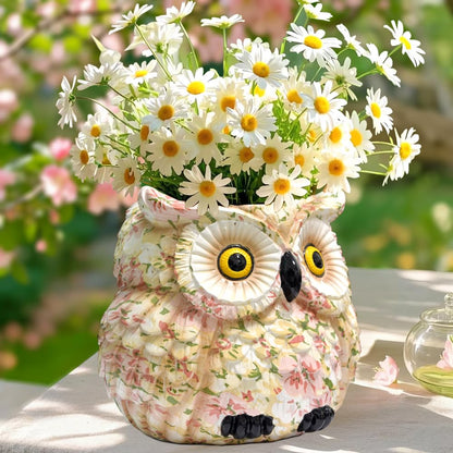 Pink Owl Planter, Cute Owl Statue Decor, Succulent Plant Pots, Decorative Flower Pot, Animal Bird Planters, Indoor Plant Pot for Home Garden Windowsill, Funny Gifts for Smart Women Mother Teacher