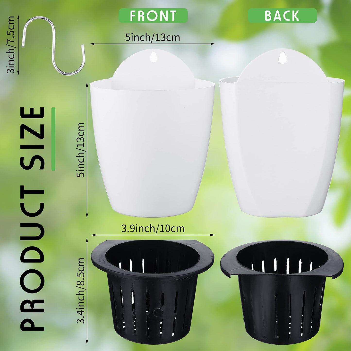 Yungyan 20 Sets 5" Self Watering Hanging Planter White Lazy Flower Pots Plastic Wall Propagation Window Wall Mount Planter with Hooks and Absorbent Cotton Ropes for Indoor Succulent Plants