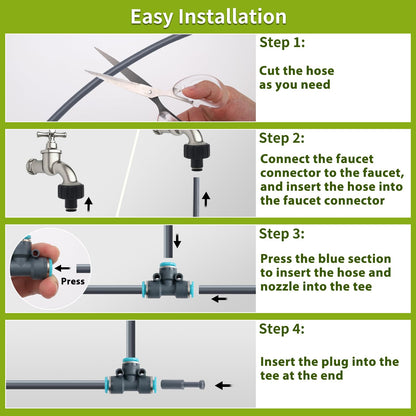 50FT 5/16" Quick-Connect Drip Irrigation System Kit, Automatic Garden Watering System with 15 Pcs Adjustable Spray Nozzles for Garden, Greenhouse, Yard, Lawn