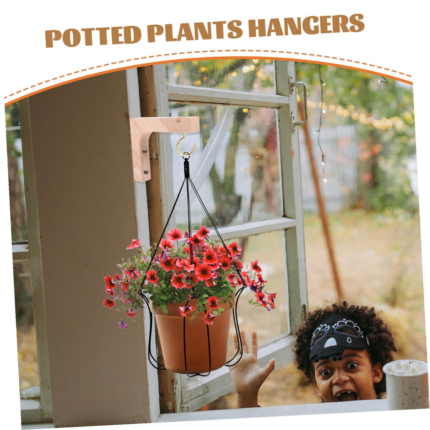 MERRYHAPY Wooden Plant Hangers Wall Hooks Heavy Duty Hanging Brackets 2pcs Natural Wood Color for Outdoor and Indoor Wall Hanging Plants
