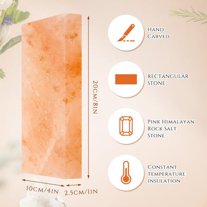 Swiffen 6 Pcs Himalayan Salt Tiles for Sauna Spa, 8 x 4 x 1 Inches, Natural Pink Salt Bricks Bulk Stone Blocks for Building Sauna Room, Spa Walls, Massage, Dry Aging, Wellness Centers, Home DIY Decor
