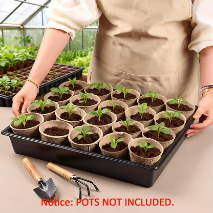 RooTrimmer 20 Pack Nursery Pots Trays (16.5"x13.2"x2.8"), Plastic Seed Starter Trays, Durable Carrying Seedling Starter Tray, Reusable Tray for Planting and Collecting Drainage Water (Black)