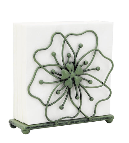 OwlGift Flower Style Napkin Holder, Freestanding Tissue Dispenser, Dining Table Napkin Storage for Home Kitchen Restaurant Picnic Party Wedding Housewarming – Green
