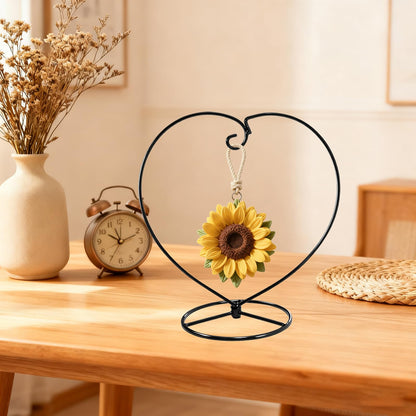 Archi Ornament Display Stand Iron Stand for Hanging Glass (Black 2Pcs Heart)