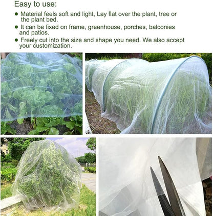 10Ft x 50Ft Mosquito Bug Insect Bird Fine Mesh Net Barrier Hunting Blind Garden Screen Netting for Protect Your Plant Fruits Flower