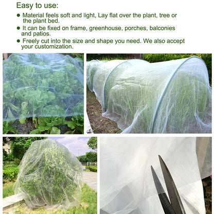 10x15Ft Garden Netting, Fine Mesh Insect Netting for Plant Protection, Mosquito Bug Bird Barrier Mesh Cover for Vegetables Fruits Flowers Raised Beds