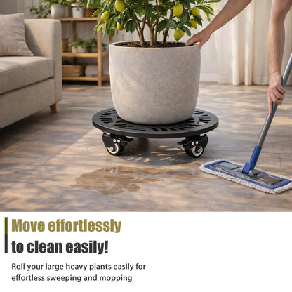 2-pack 16" Metal Plant Caddy with Wheels Extra-large Heavy-duty Rolling Plant Stands with Casters Wheeled Planter Dolly Pot Mover Rollers Rust-proof Round Garden Trolley Coaster for Indoor Outdoor