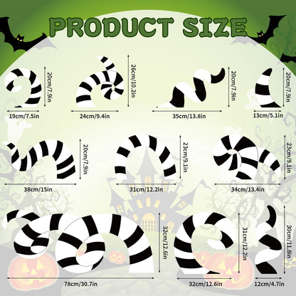 JarThenaAMCS 10Pcs Halloween Sandworm Decorations Halloween Yard Stakes Black White Striped Sandworm Lawn Signs for Home Party Outdoor Garden Patio Decoration