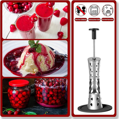 Newness Cherry Pitter, Premium Cherry Pitter Remover Tool, 304 Stainless Steel Cherry Seed Remover, Durable Cherry Stoner Fruit Pit Corer Deseeder Kitchen Tool, Press Type, More Labor Saving