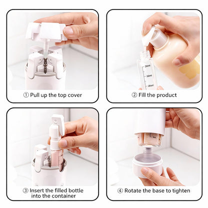 4 in 1 Travel Dispenser Bottle,4 Pack 30ML Travel Bottles for Toiletries, Leak Proof Travel Size Containers (White, OneSize)