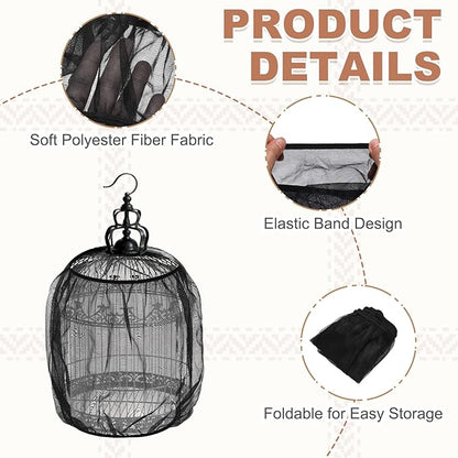 Bird Cage Seed Catcher, Bird Cage Net Cover Seeds Guard, Universal Birdcage Accessories, Black, Circumference 31.5"-43.3", Height 13.8" for Parrot Cockatiel Enclosures