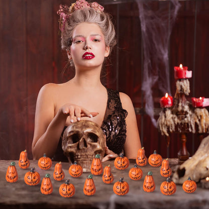 Vertintong 80 Pcs Halloween Miniature Pumpkin Figurines Mini Resin Fake Pumpkin Creepy Craft for Halloween Village Doll House DIY Fairy House Accessories Party Favor Gift Vase Bowl Filler