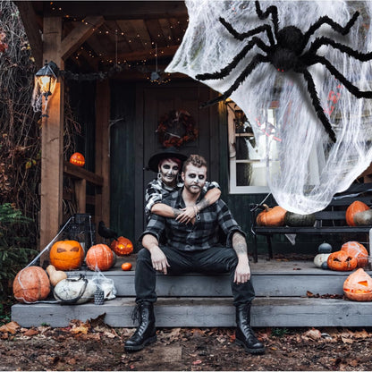 Halloween Outdoor Decorations Giant Spider, 10Ft Scary Large Spider Props for Yard Lawn Halloween Outside Decor and Indoor Party Decor, Black