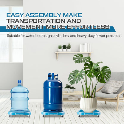 SiliFine 2 Pack 5 Gallon Water Bottle Jug Caddy with 4 Rolling Swivel Casters Wheels 5 Gallon Bucket Dolly for Heavy Duty Garden Flower Pot Movers, Plant Stroller, 11" Inside Diameter (Blue)