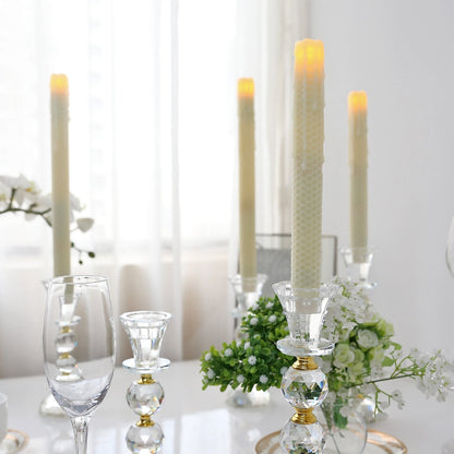 GiveU 9" Led Melted Dripping Taper Candles with Timer Function, Honeycomb Pattern,Pack of 3 (Ivory)