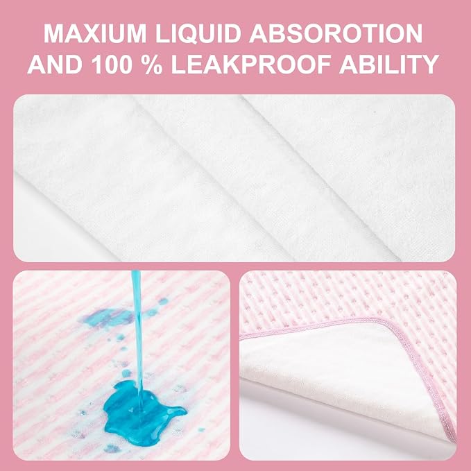 Bed Pads for Incontinence Washable, 40"x55" Large Reusable Waterproof Soft Wetting Underpad for Adults, Elderly, Seniors, Women, Kids & Pets, Machine Washable Pad for Bed, Sofa-Pink