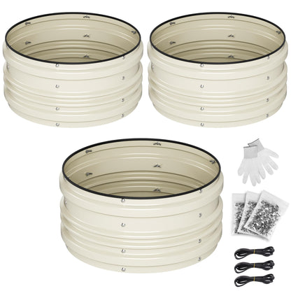 WORKPRO 3Pcs 2x2x1ft Galvanized Raised Garden Bed Set, Rust & Corrosion Protection, Easy Assembly, Safe Edge, Ideal for Vegetables & Flowers, White