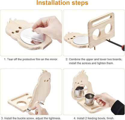 Natural Wood Bird Perch, Parrot Cage Accessories, Suitable for Parakeets, Cockatiels, Lovebirds, Tool-Free Adjustable Bird Cage Supplies & Bird Toys