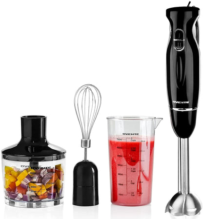 OVENTE Immersion Hand Blender, 300W Electric Handheld Portable Stick Mixer with 2 Mixing Speed and Stainless Steel Blades for Effortless Blending Smoothies, Shakes, Puree or Baby Food, Red HS560R
