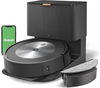 iRobot Roomba Combo j5+ Self-Emptying Robot Vacuum & Mop – Identifies and Avoids Obstacles Like Pet Waste & Cords, Empties Itself for 60 Days, Clean by Room with Smart Mapping, Works with Alexa