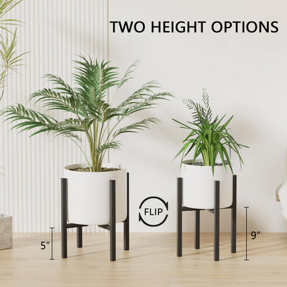Linpla Adjustable Metal Plant Stand Indoor Outdoor - Fits 8 to 12 Inches Pots - Mid Century Modern Planter Stand Single Floor Flower Pot Holder Home Decor for Gardening Gifts